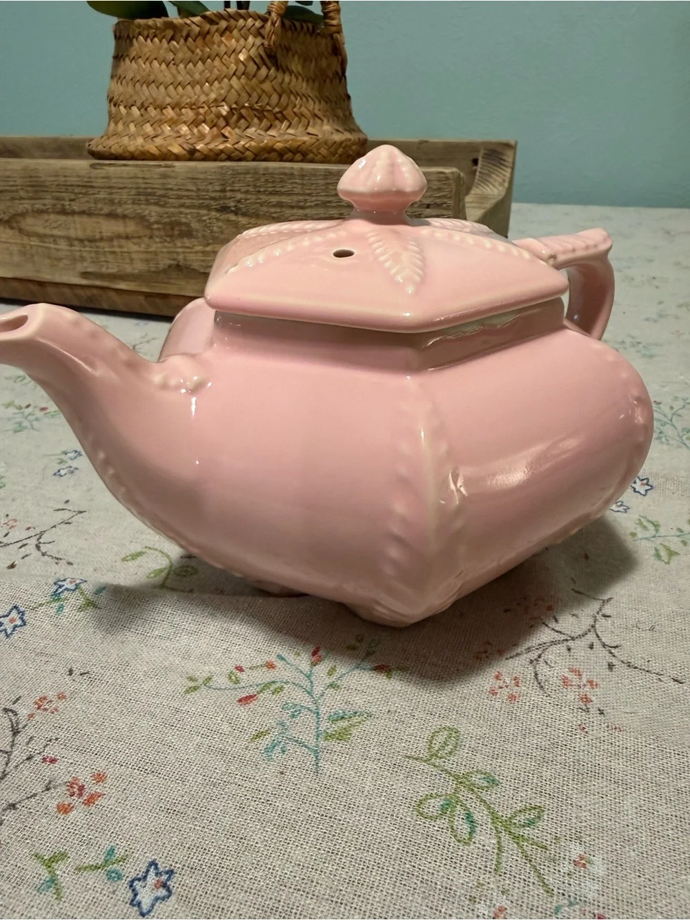 Vintage Hall China Victorian Rose Plume Teapot